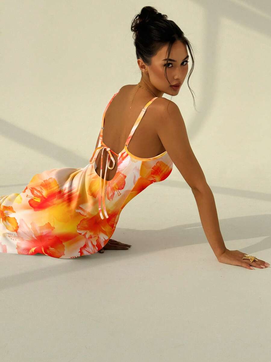 AZURA - Printed Cami Bodycon Maxi Dress