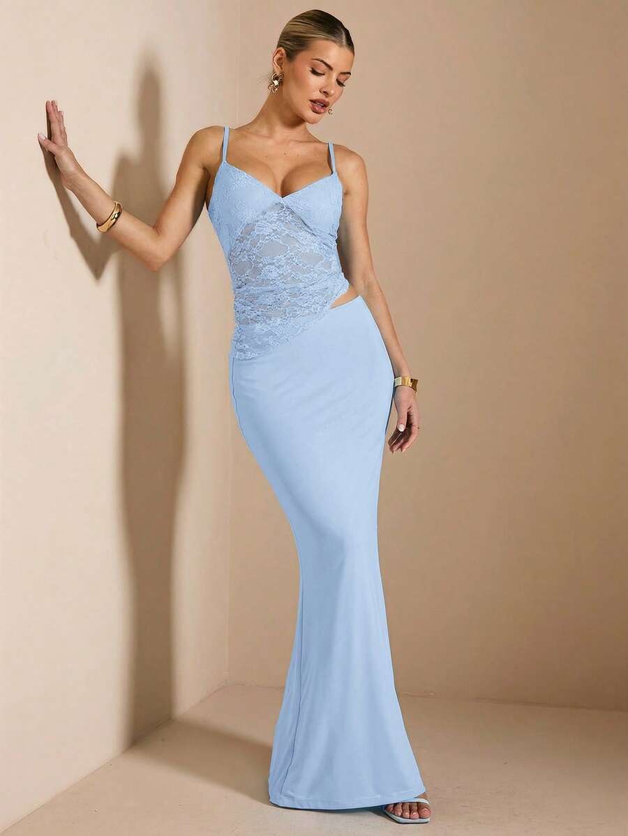NARILA - Lace Panel Bodycon Maxi Dress