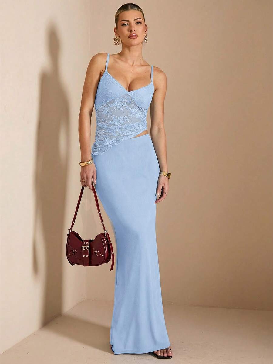 NARILA - Lace Panel Bodycon Maxi Dress