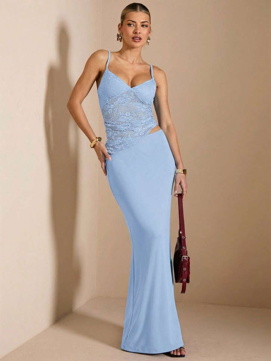 NARILA - Lace Panel Bodycon Maxi Dress