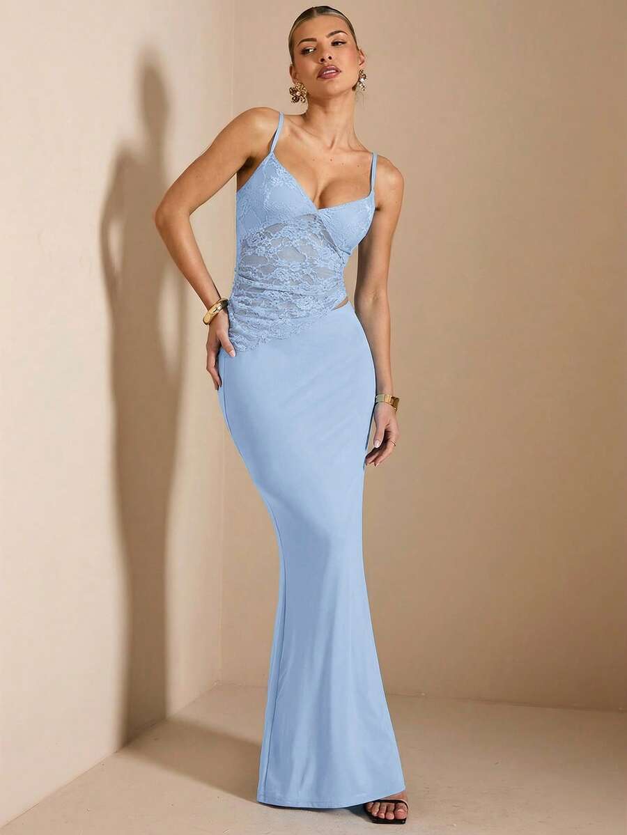 NARILA - Lace Panel Bodycon Maxi Dress