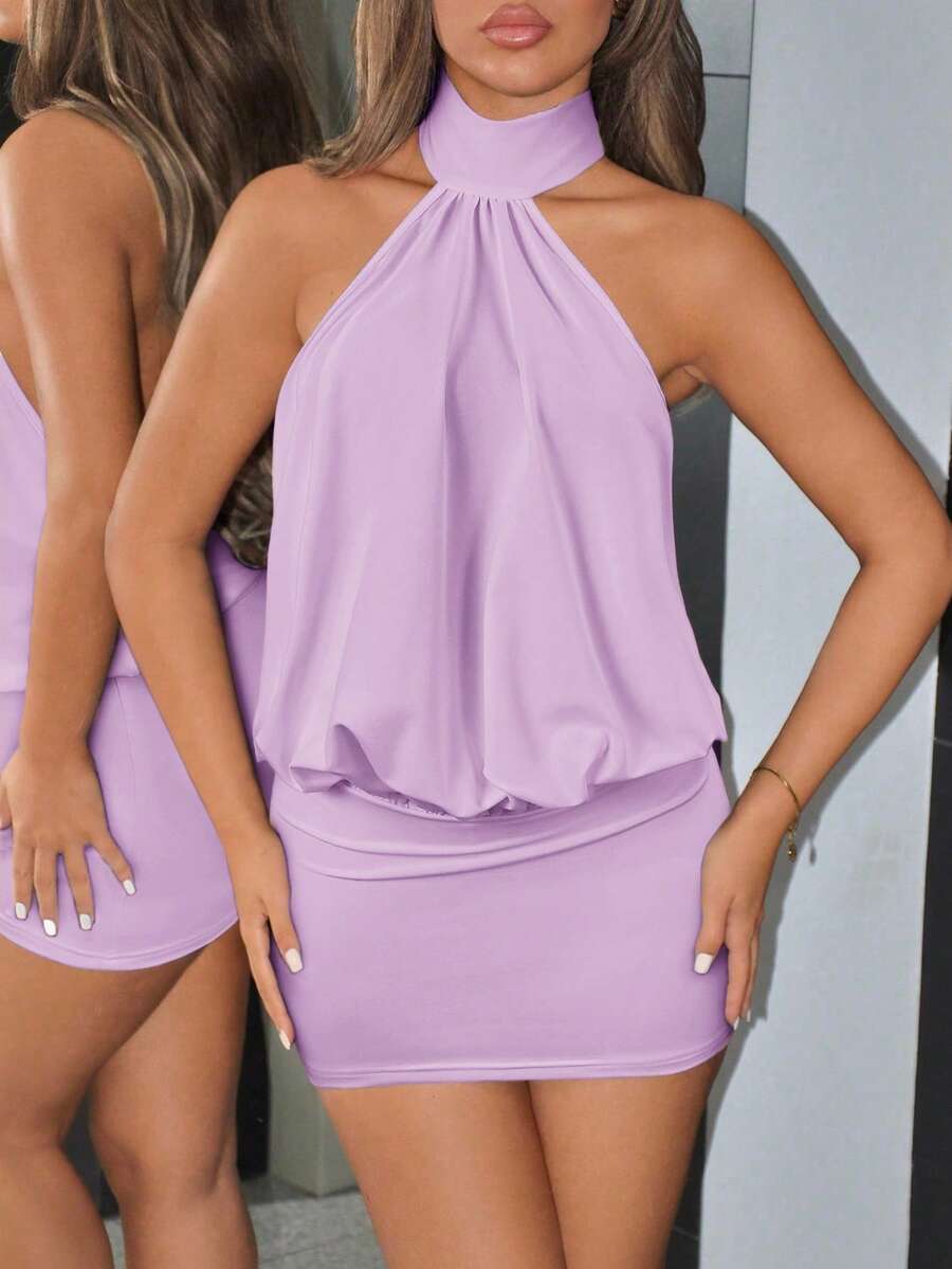 NOMA - High Neck Backless Bodycon Mini Dress