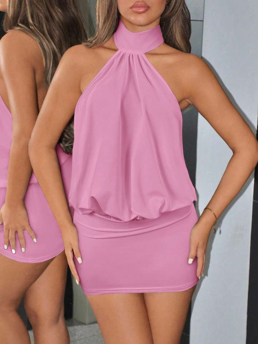 NOMA - High Neck Backless Bodycon Mini Dress