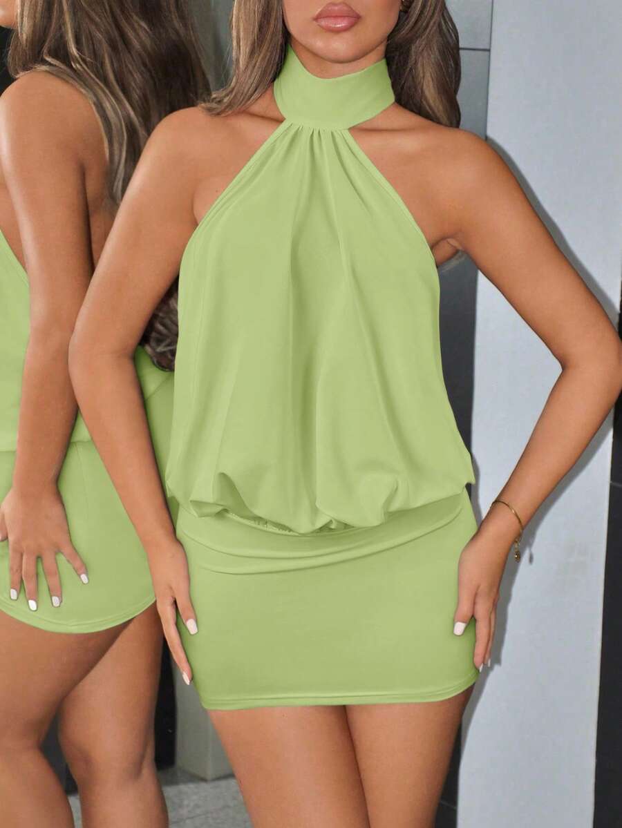 NOMA - High Neck Backless Bodycon Mini Dress