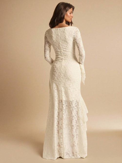 ÉCLORA - Square Neck Ruffle Trim Maxi Dress