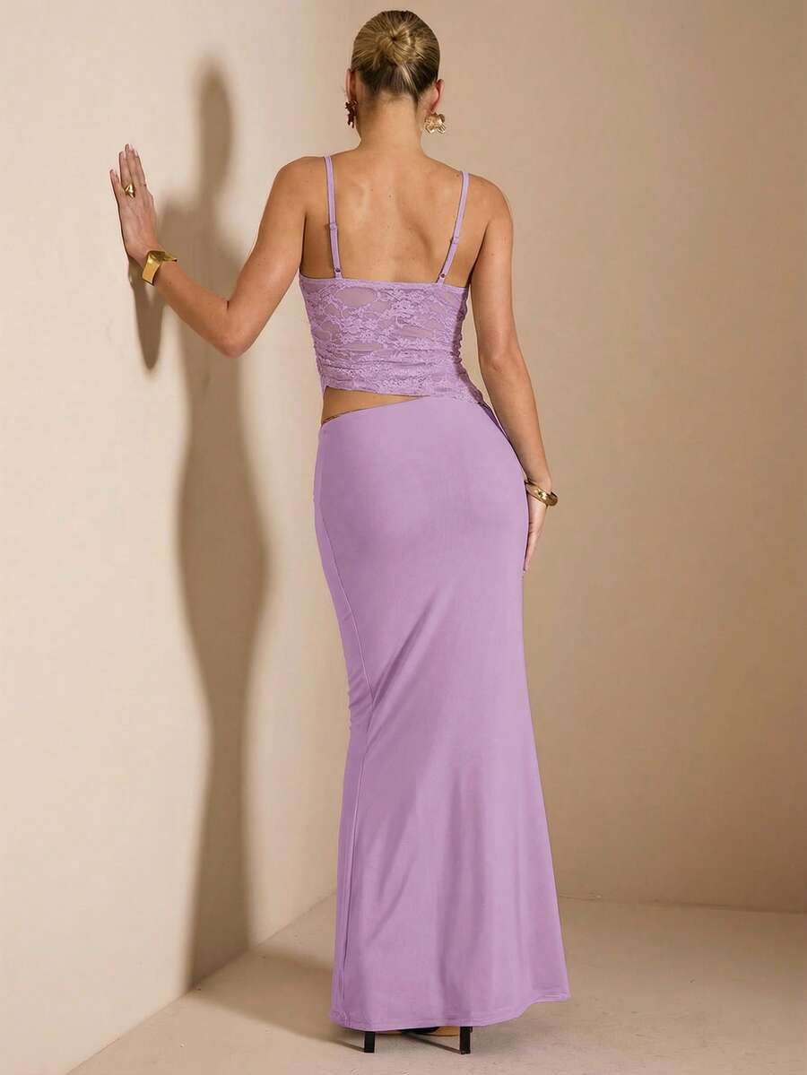 NARILA - Lace Panel Bodycon Maxi Dress