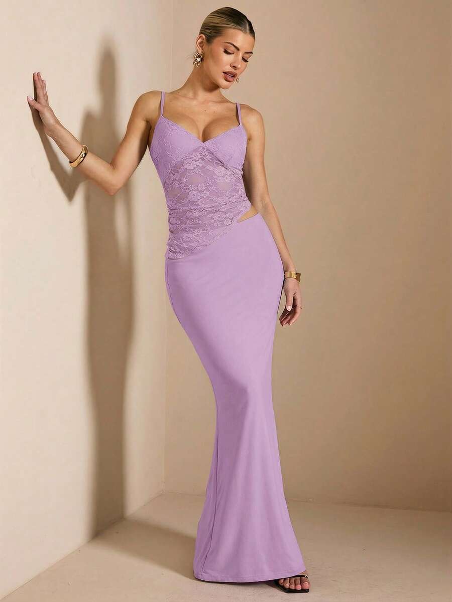 NARILA - Lace Panel Bodycon Maxi Dress