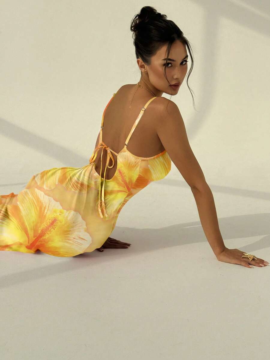 AZURA - Printed Cami Bodycon Maxi Dress