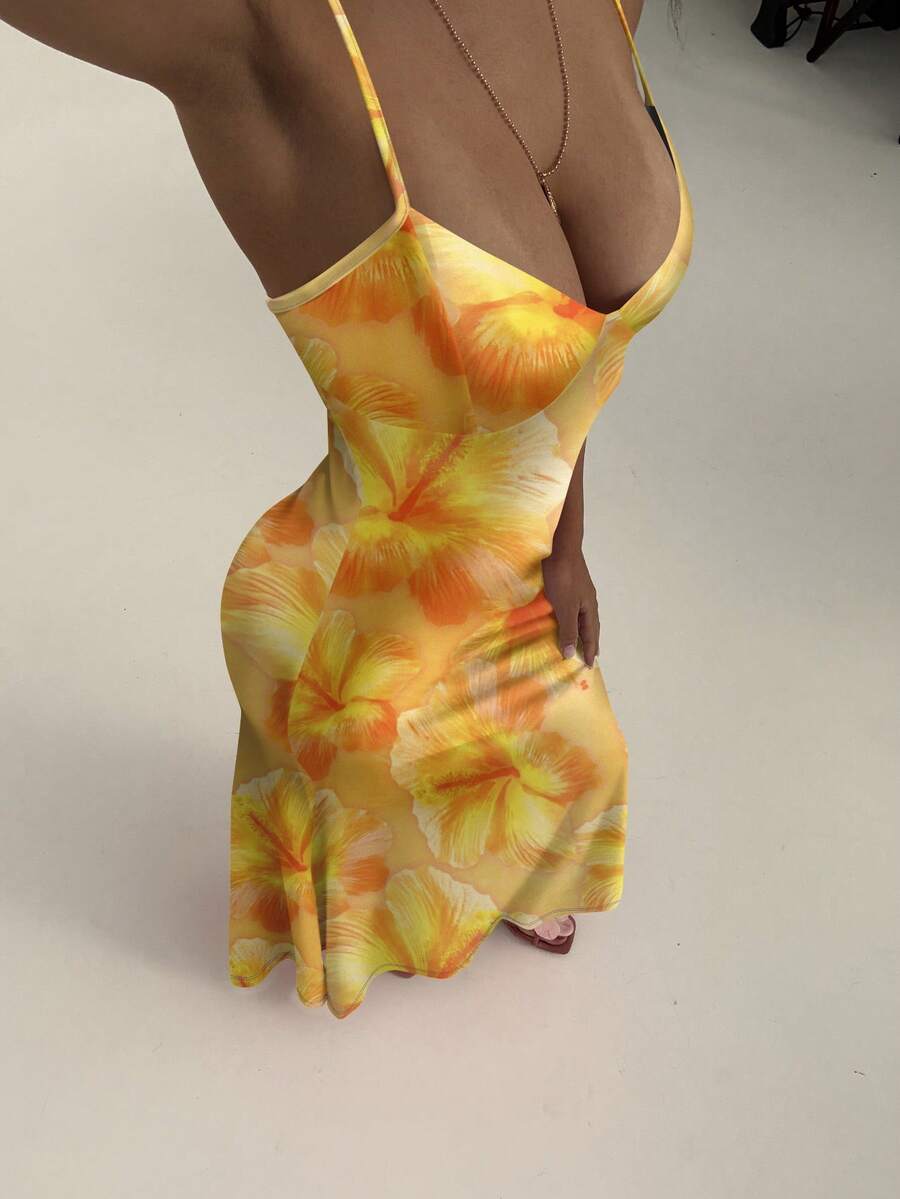 AZURA - Printed Cami Bodycon Maxi Dress