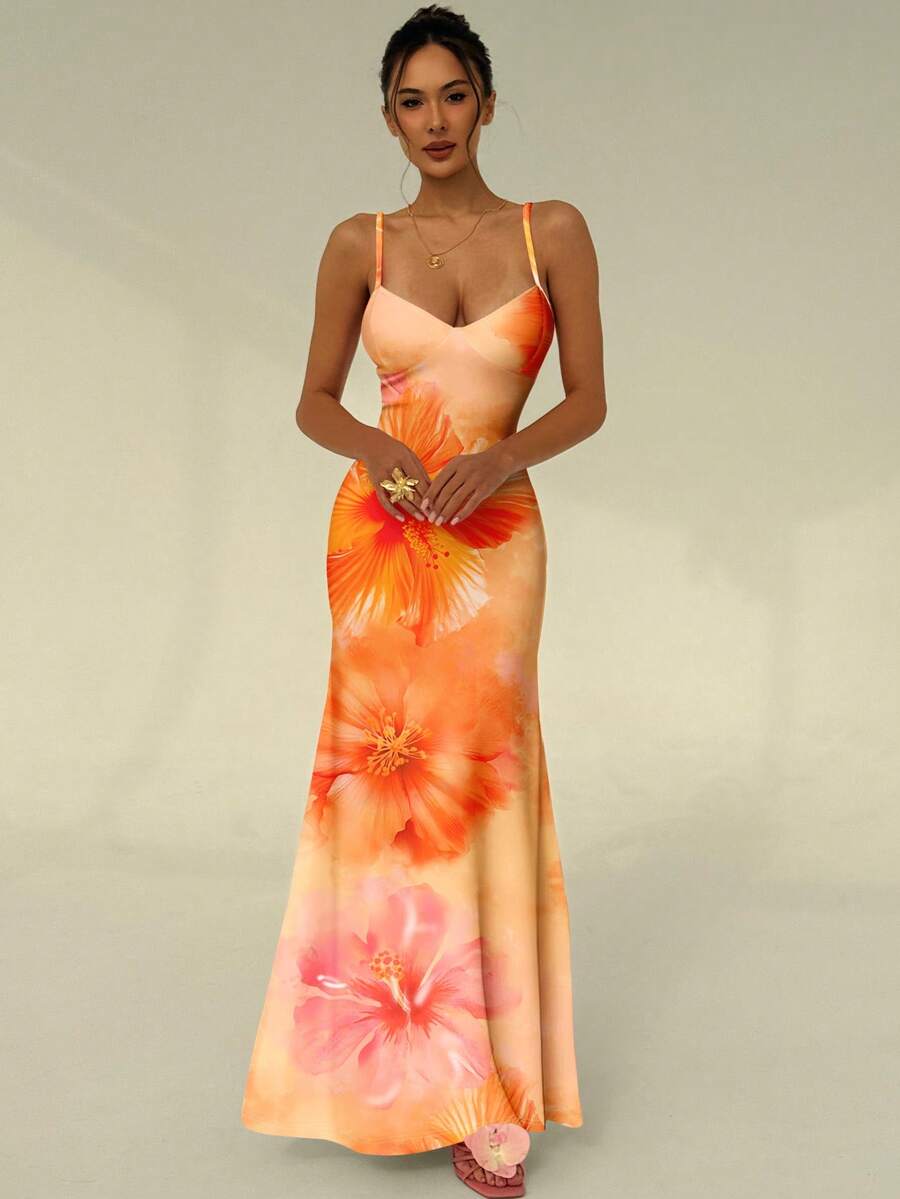 AZURA - Printed Cami Bodycon Maxi Dress