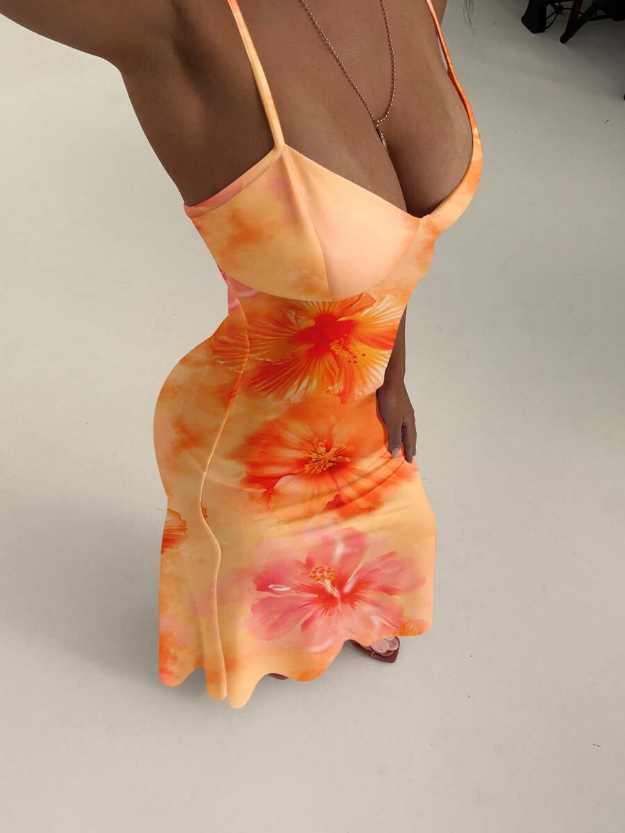 AZURA - Printed Cami Bodycon Maxi Dress