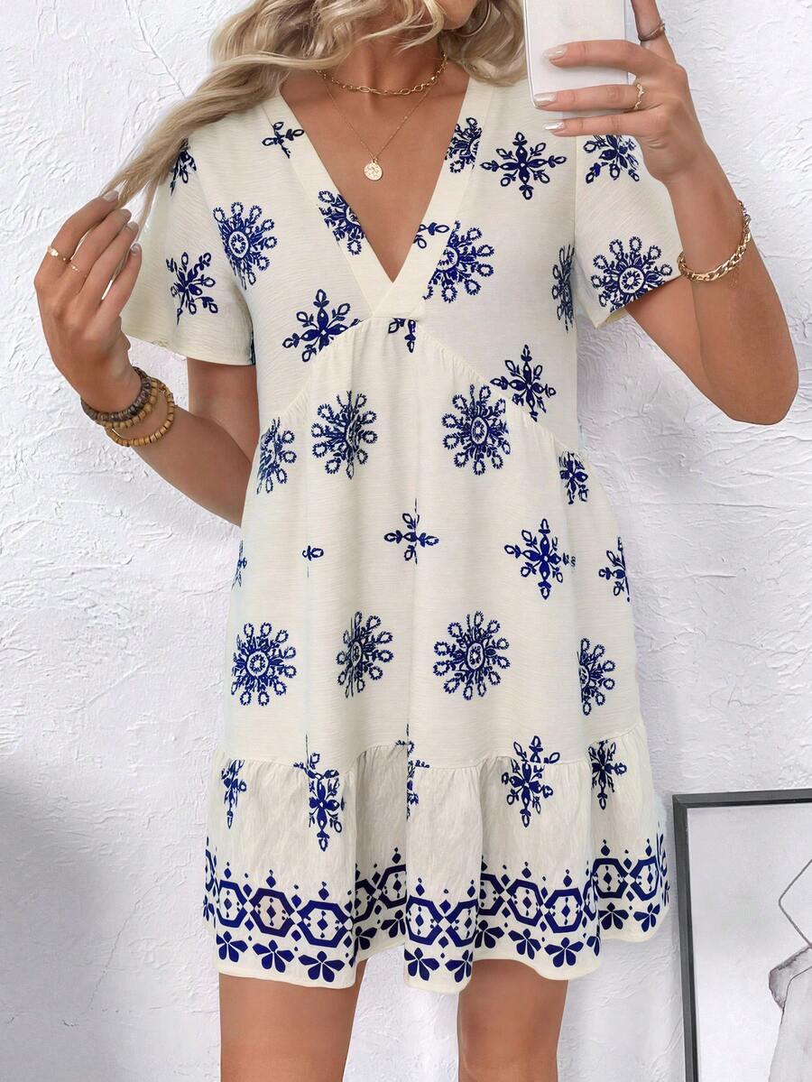 Porcela - Floral Smock Mini Dress