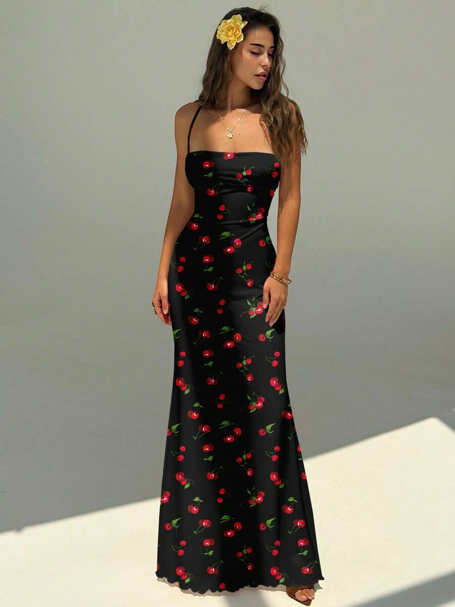 FLORINA - Floral Print Backless Cami Midi Dress