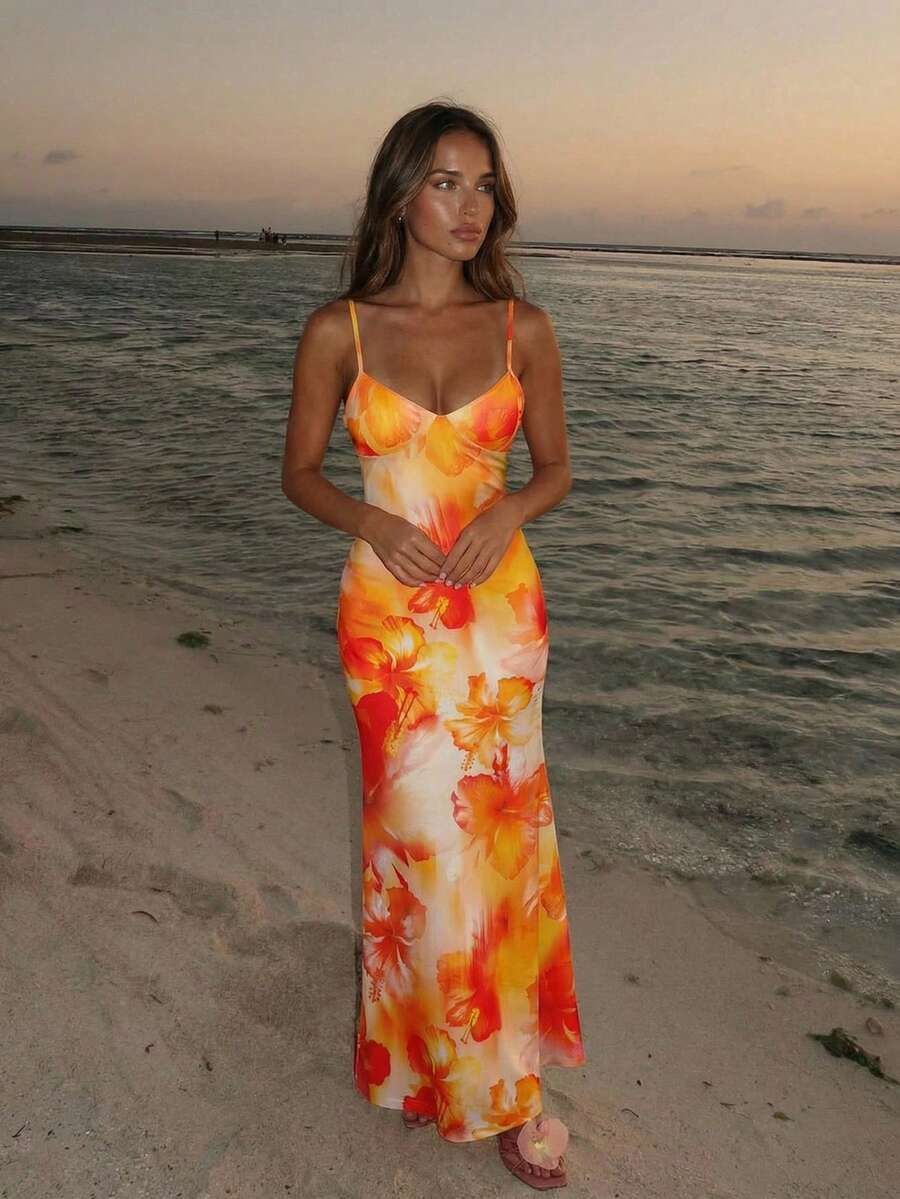 AZURA - Printed Cami Bodycon Maxi Dress