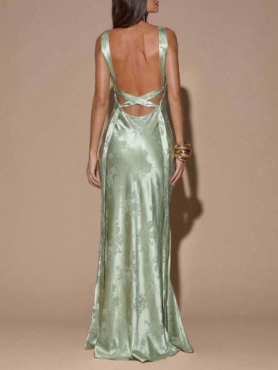 SOLÉA - Backless Maxi Dress Green