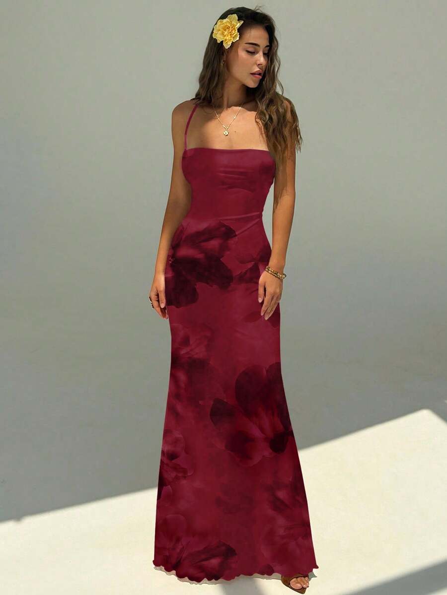 FLORINA - Floral Print Backless Cami Midi Dress Multicolor_1