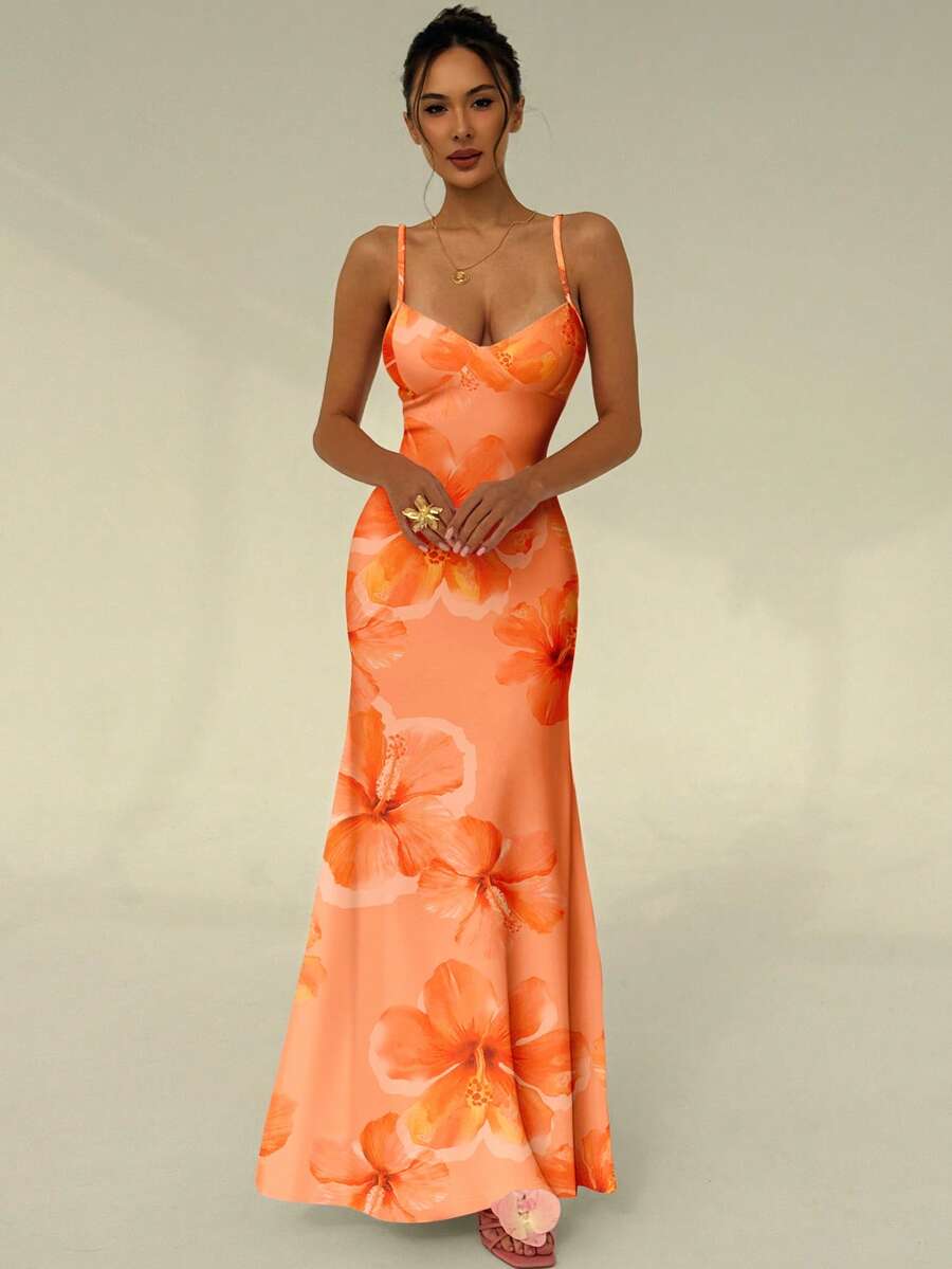 SOLARA - Floral Bodycon Maxi Dress