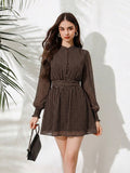 VALISSA - Long Sleeve A Line Mini Dress Multicolor