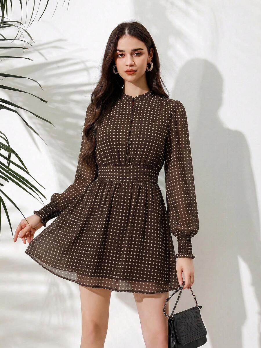 VALISSA - Long Sleeve A Line Mini Dress