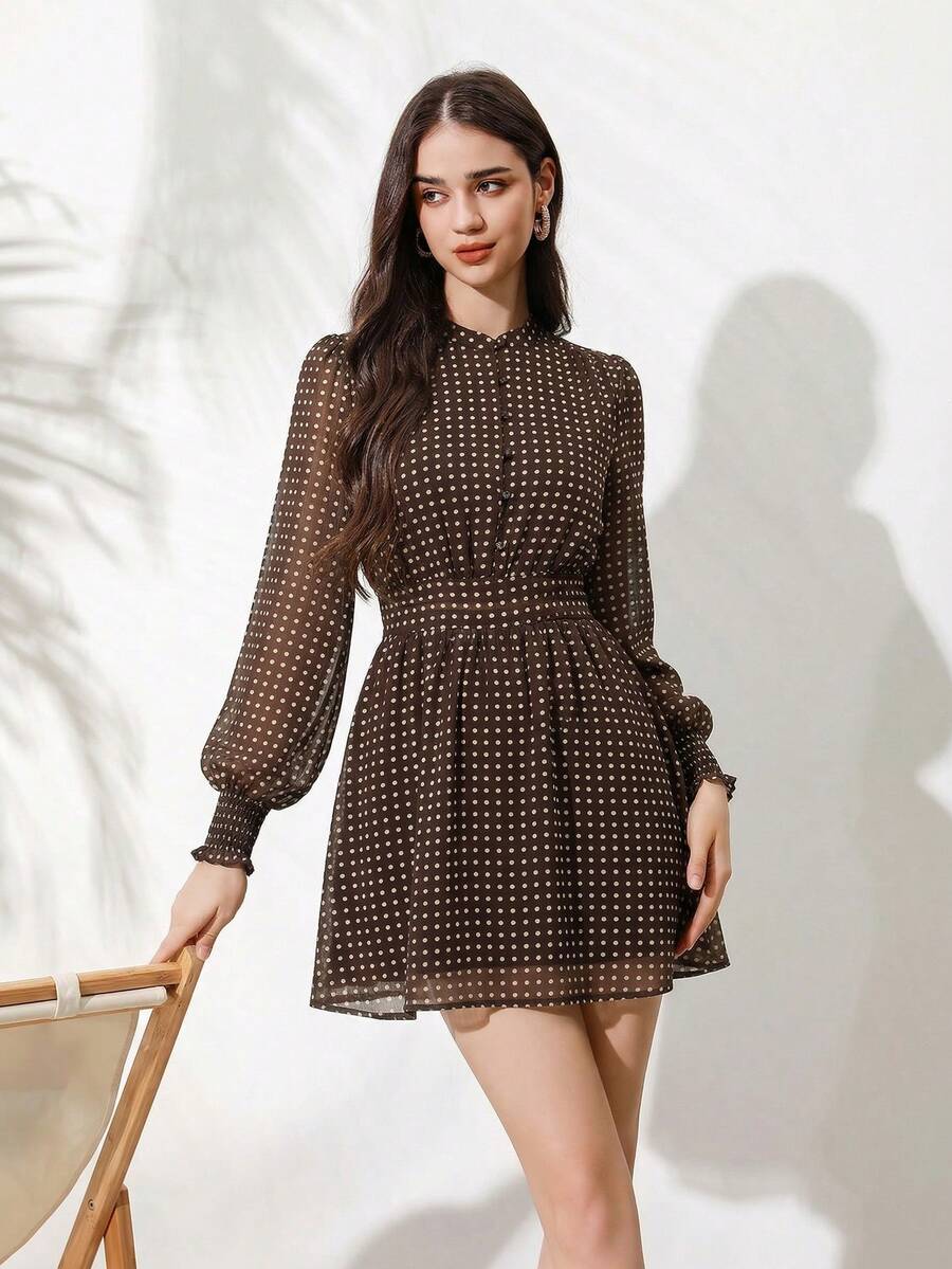 VALISSA - Long Sleeve A Line Mini Dress