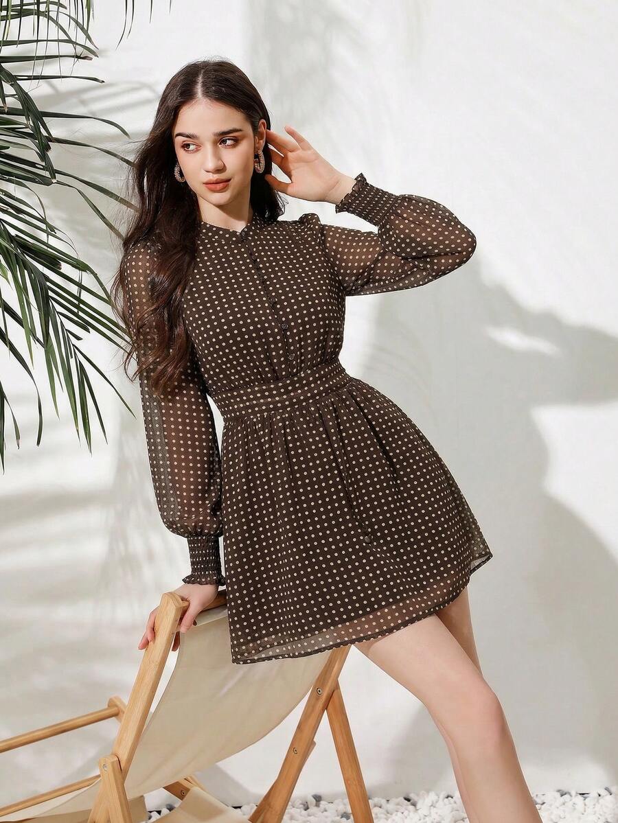 VALISSA - Long Sleeve A Line Mini Dress