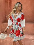 ISOLA – Boho Floral V-Neck Mini Dress