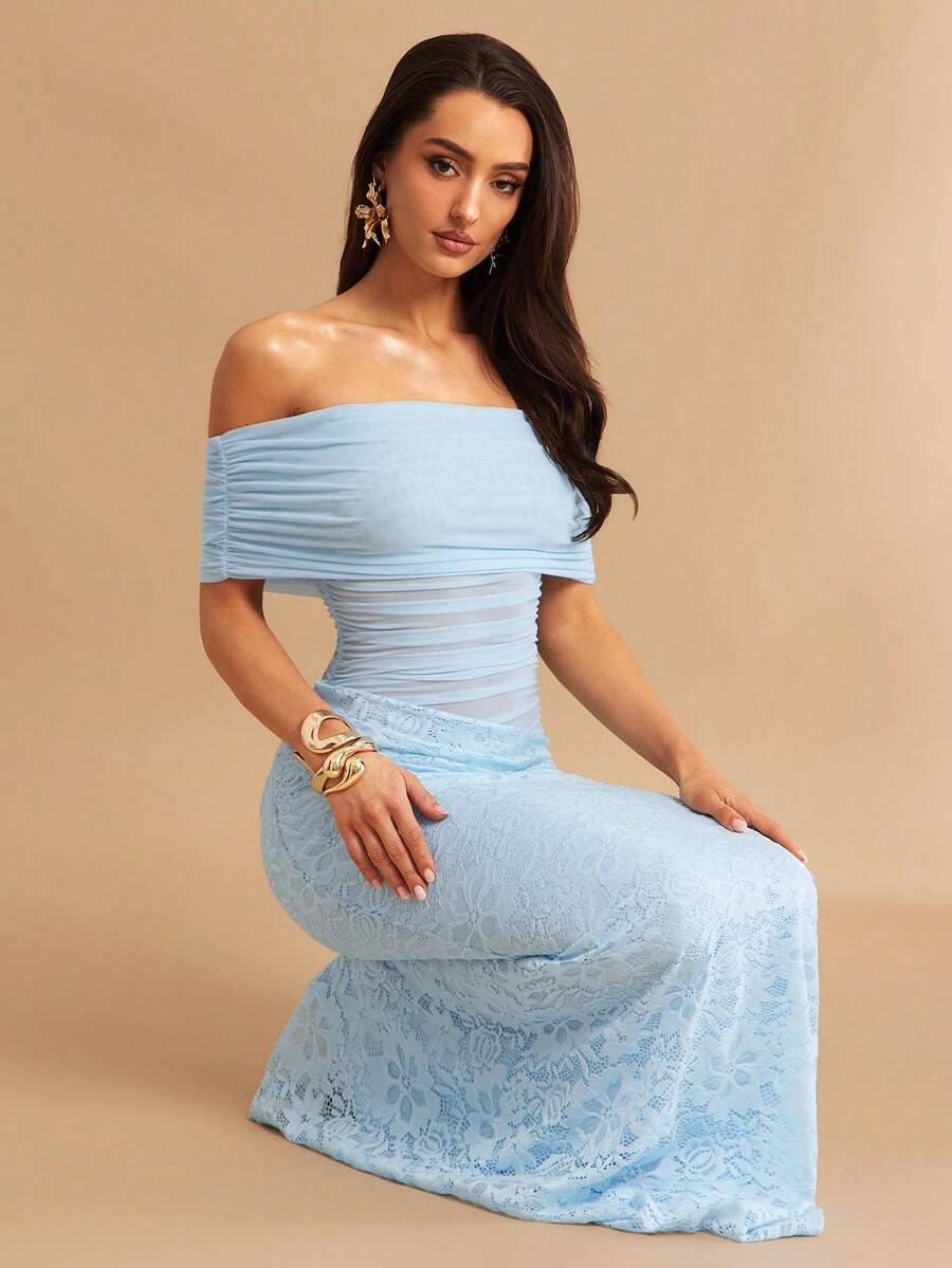 LUNELLE - Off Shoulder Bodycon Maxi Dress