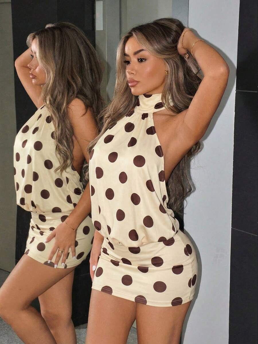 NOMA - High Neck Backless Bodycon Mini Dress