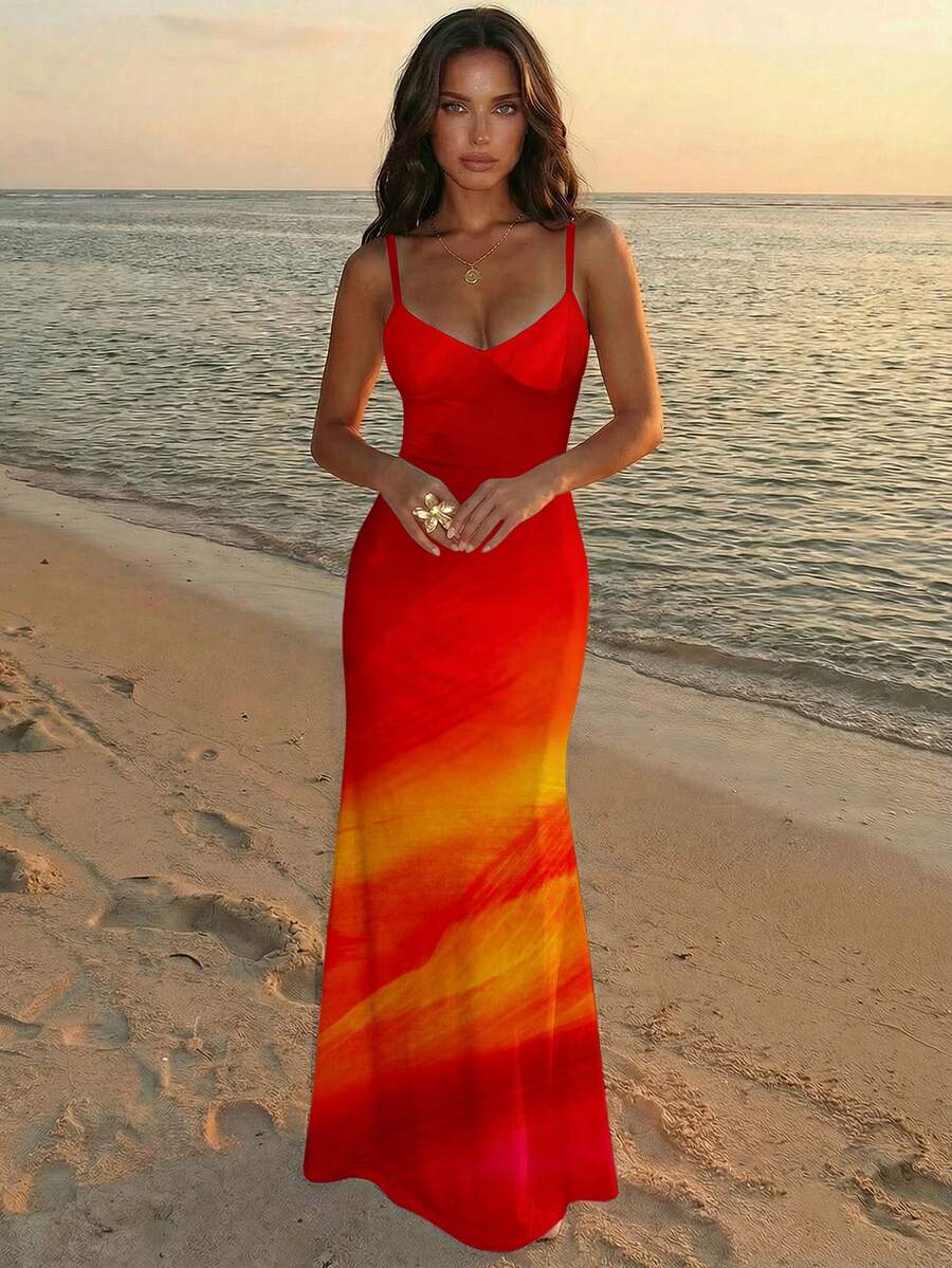 AZURA - Printed Cami Bodycon Maxi Dress Multicolor_9