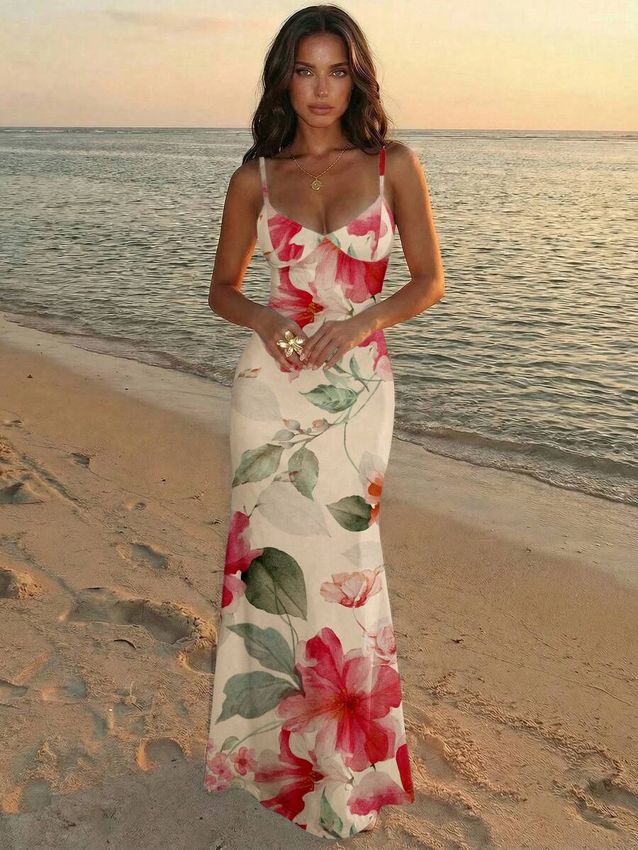 SUNFLARE – Tropical Print Bodycon Maxi Dress Multicolor_3