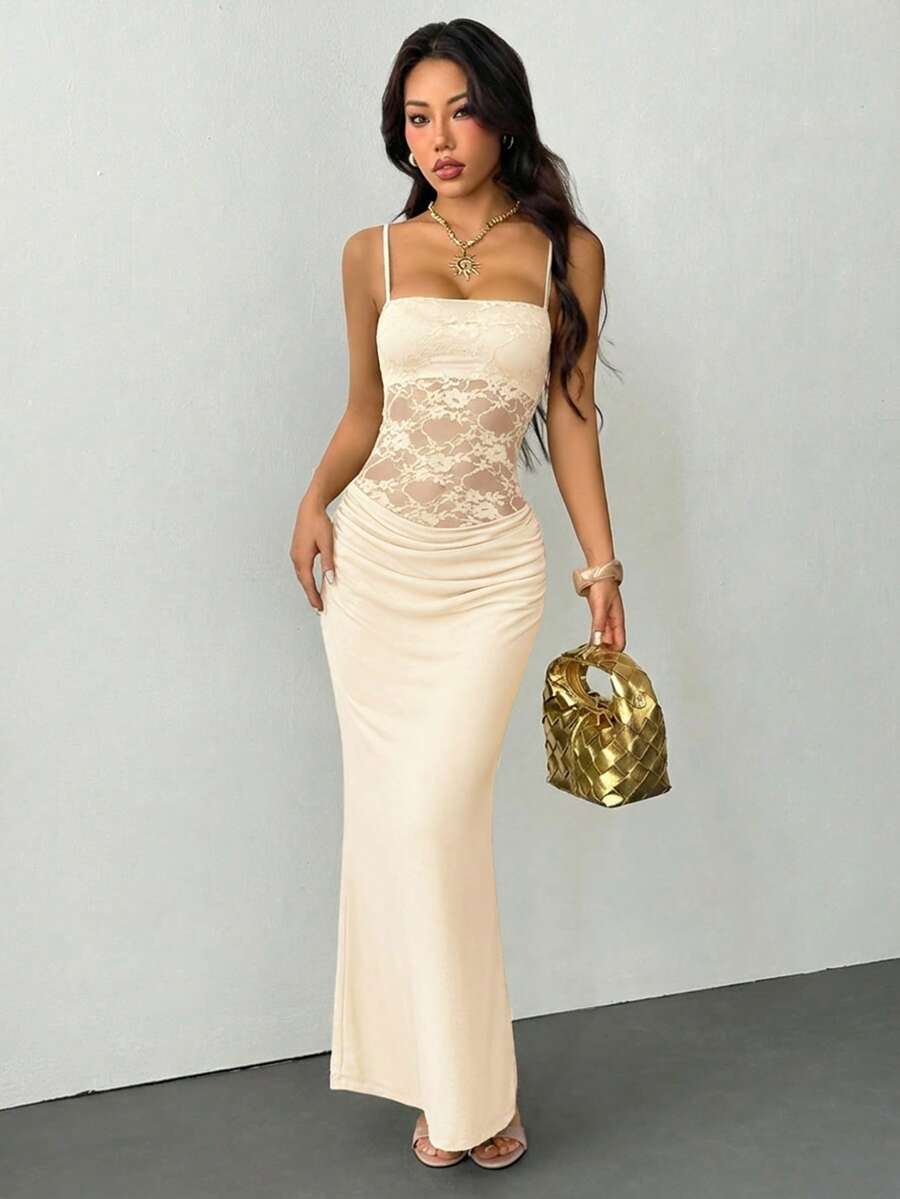 VALE -Lace Cami Bodycon Maxi Dress
