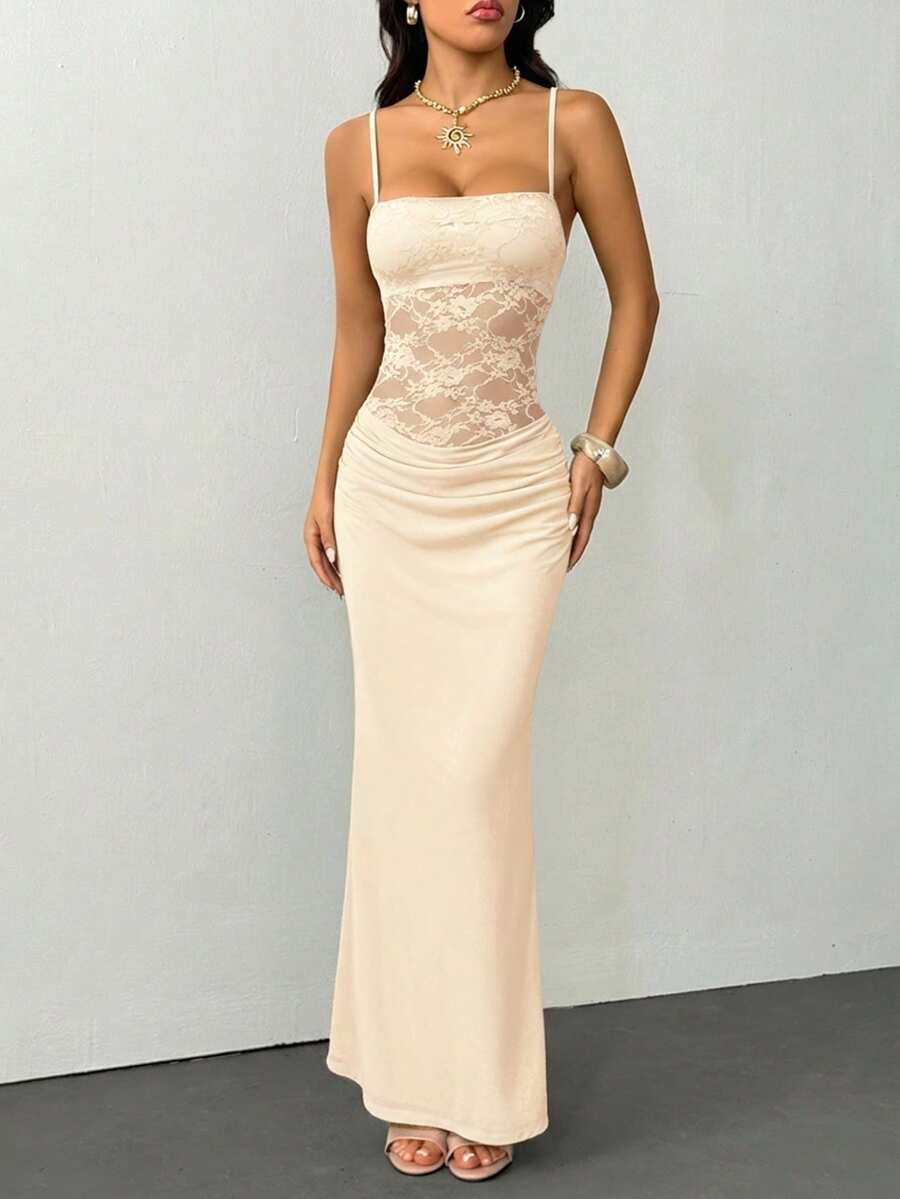 VALE -Lace Cami Bodycon Maxi Dress