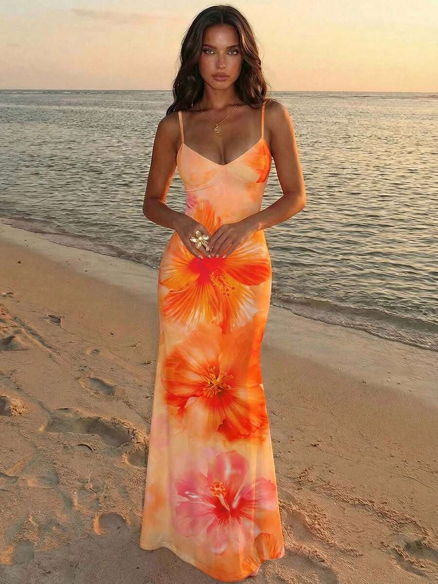 AZURA - Printed Cami Bodycon Maxi Dress Multicolor_7
