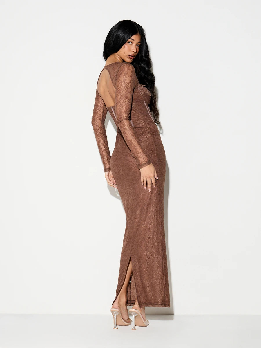 Suéda – Corset Bodycon Maxi Dress