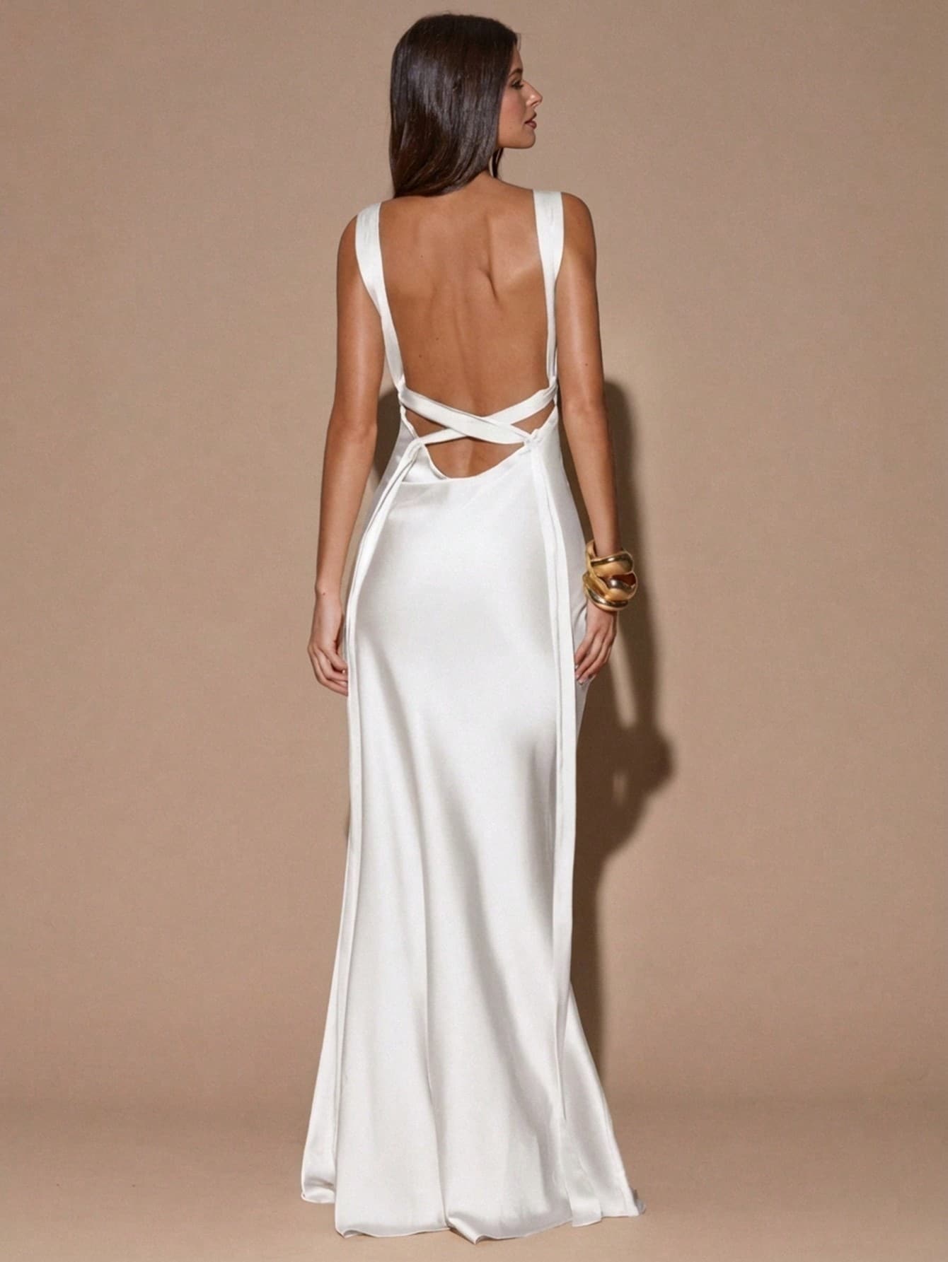 SOLÉA - Backless Maxi Dress White