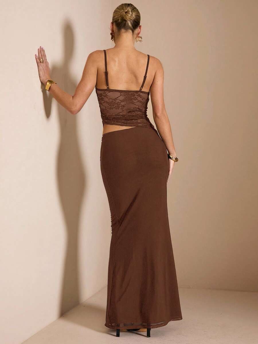 NARILA - Lace Panel Bodycon Maxi Dress