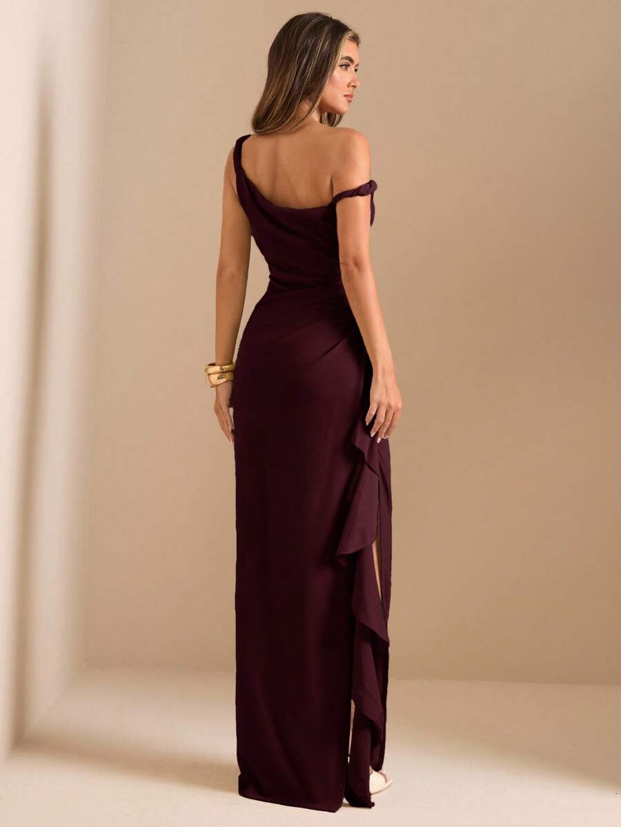 ROUELLE - One Shoulder Ruched Maxi Dress