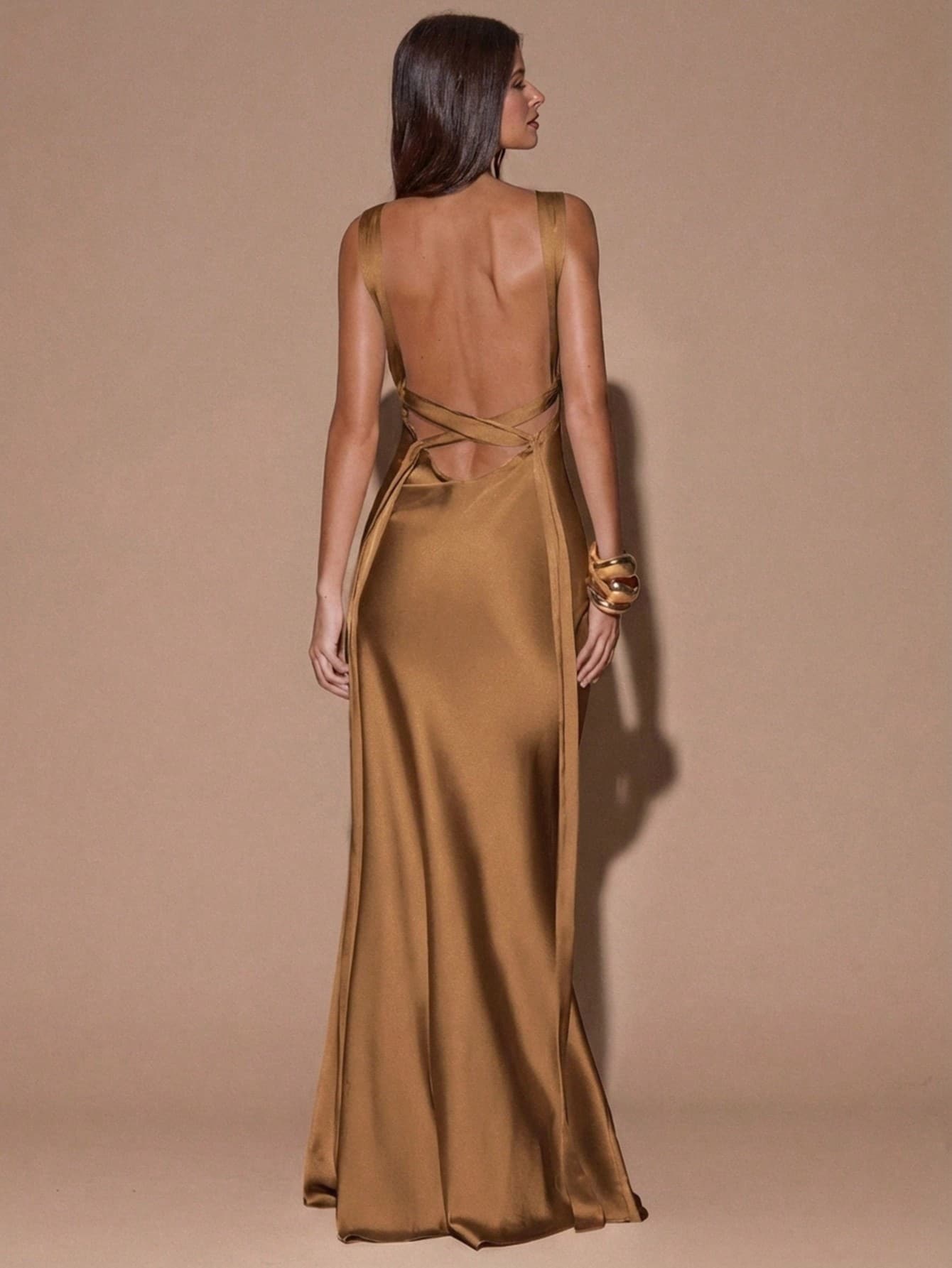 SOLÉA - Backless Maxi Dress Brown