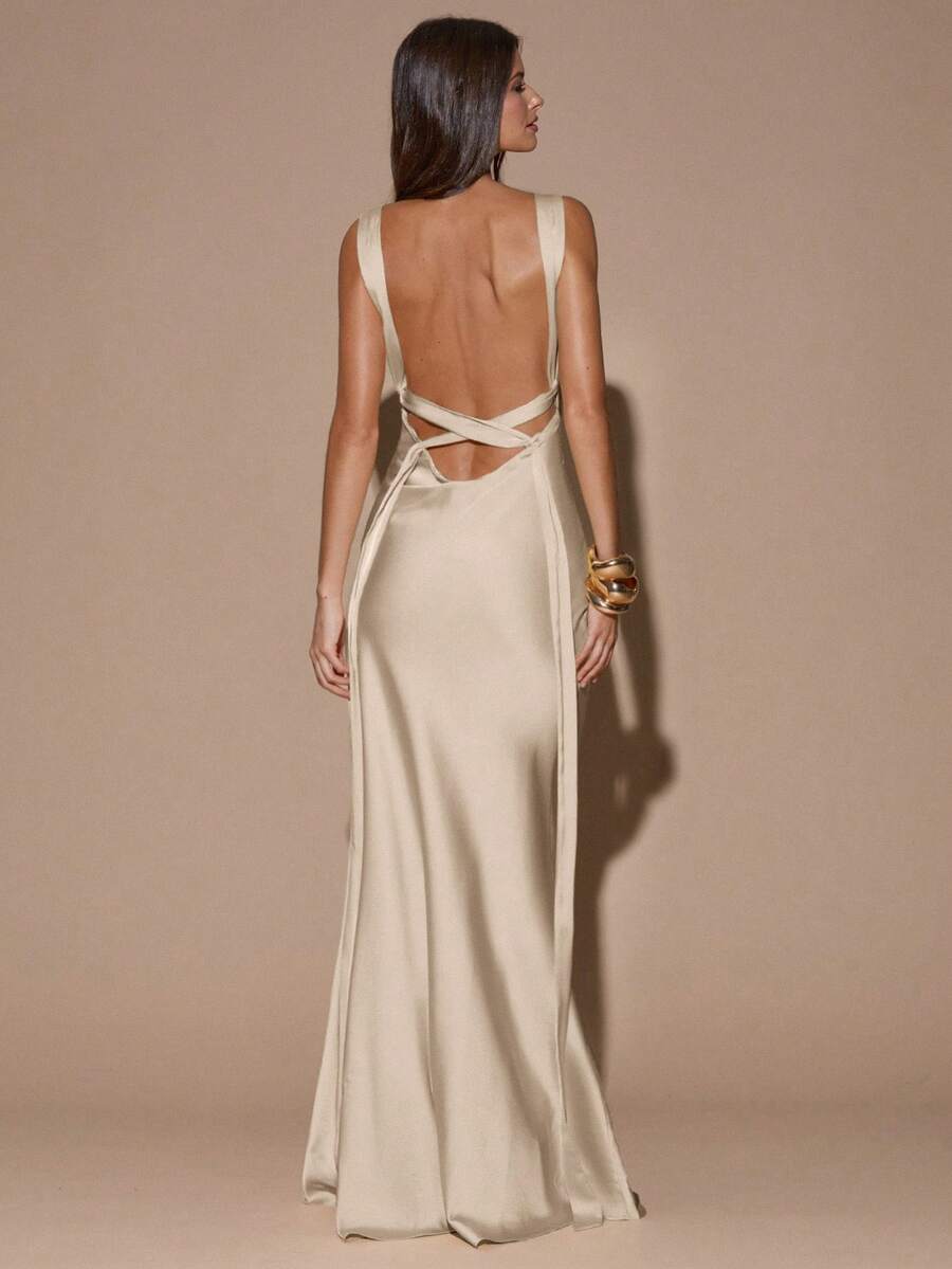 SOLÉA - Backless Maxi Dress Khaki