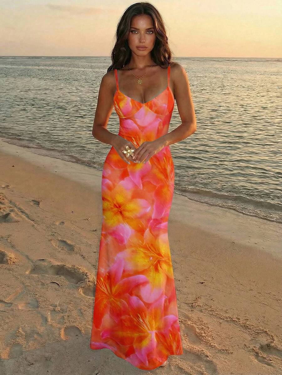 Soléa -Polka Dot Bodycon Maxi Dress