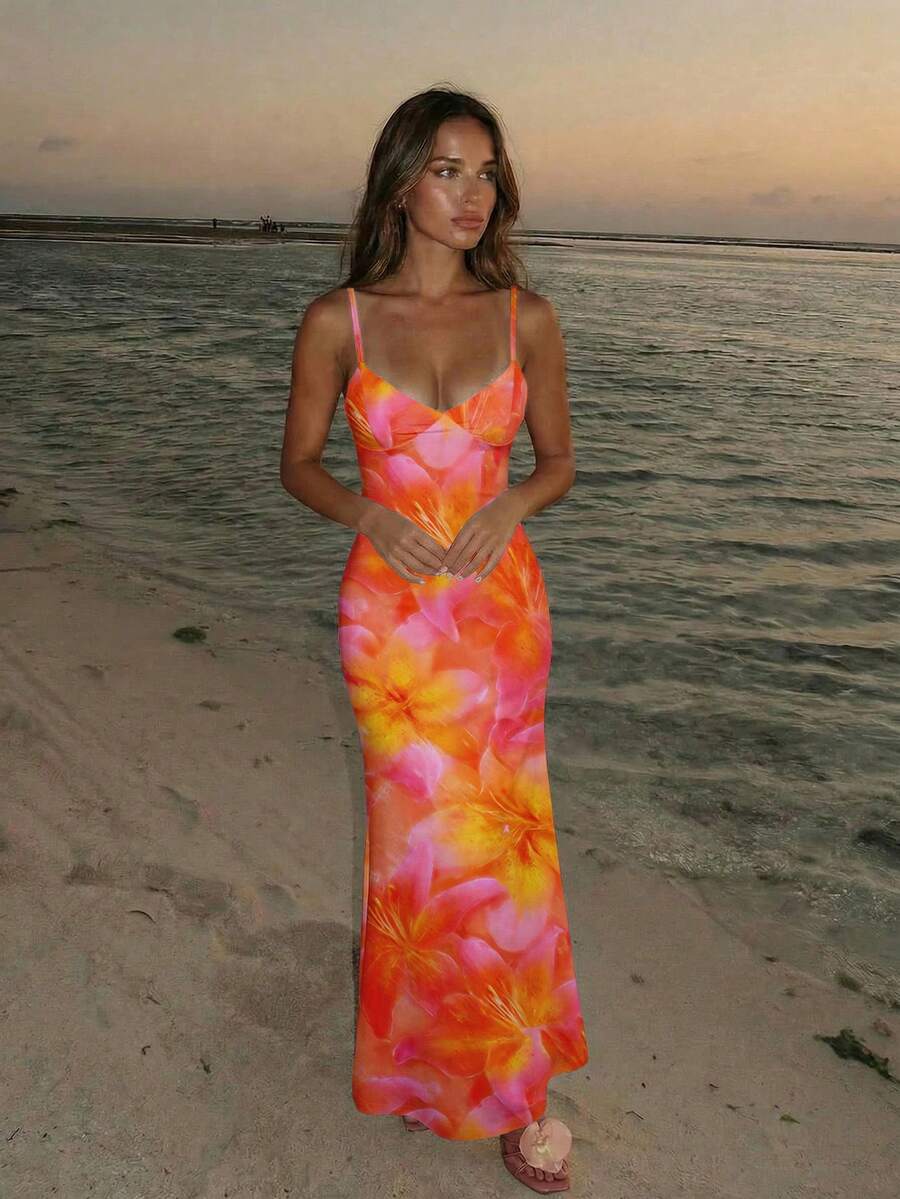 Soléa -Polka Dot Bodycon Maxi Dress