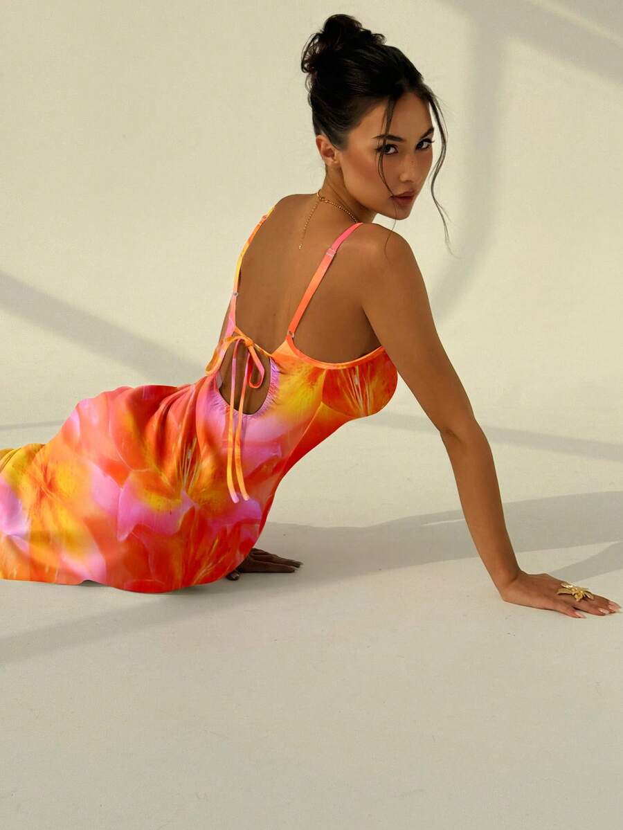 SOLARA - Floral Bodycon Maxi Dress