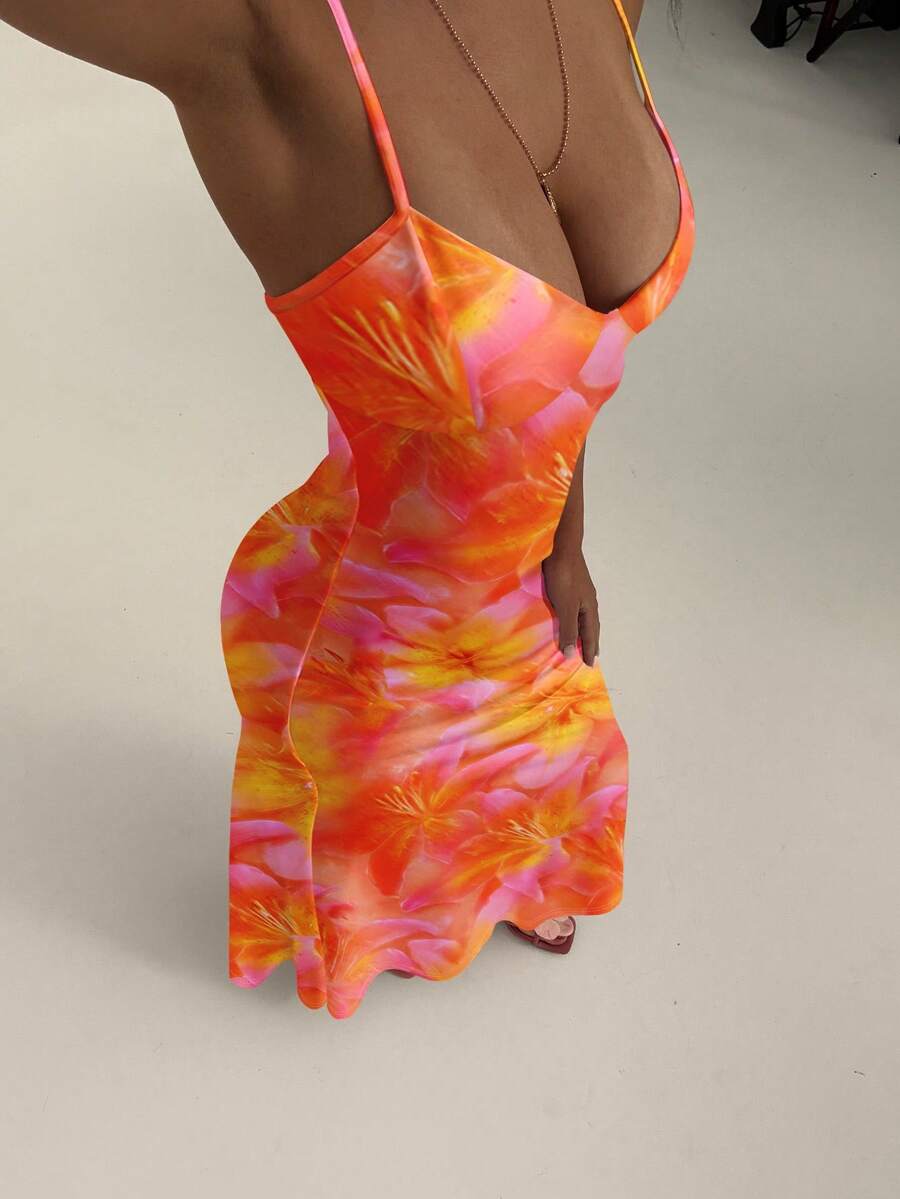 SOLARA - Floral Bodycon Maxi Dress