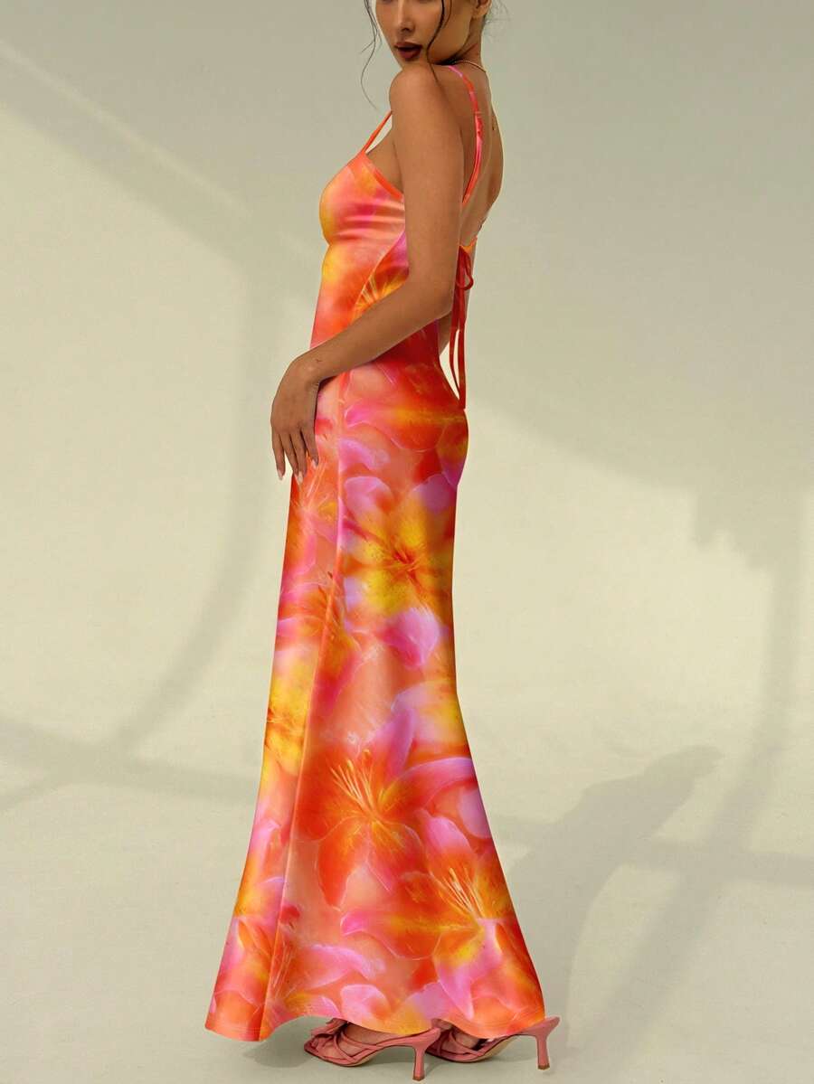 SOLARA - Floral Bodycon Maxi Dress