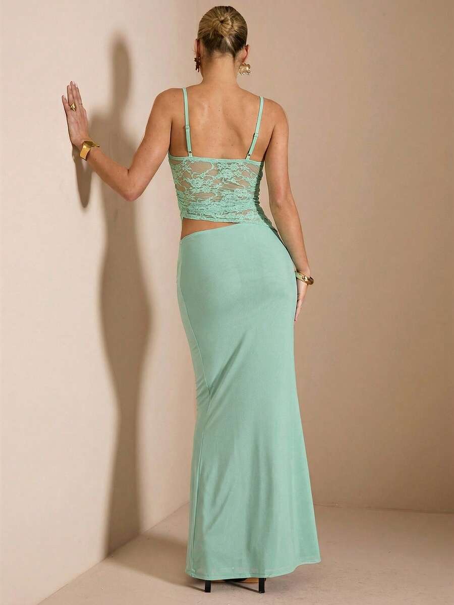 NARILA - Lace Panel Bodycon Maxi Dress