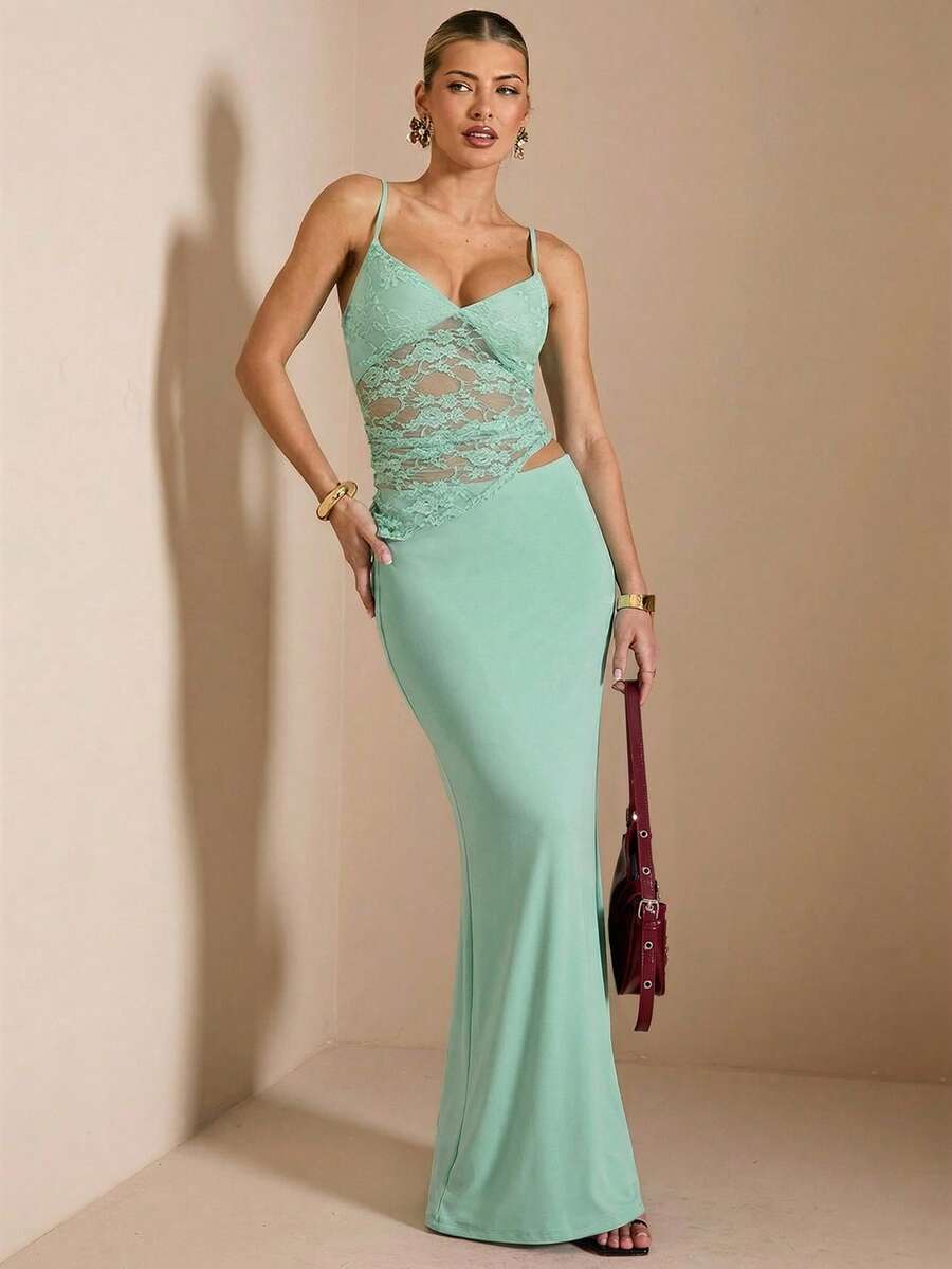 NARILA - Lace Panel Bodycon Maxi Dress