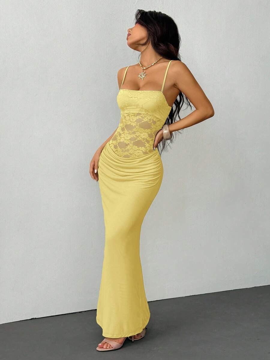 VALE -Lace Cami Bodycon Maxi Dress