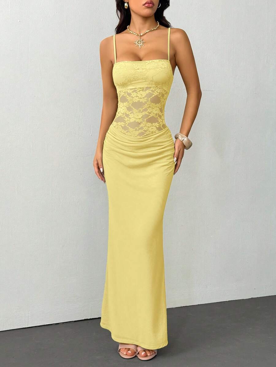 VALE -Lace Cami Bodycon Maxi Dress