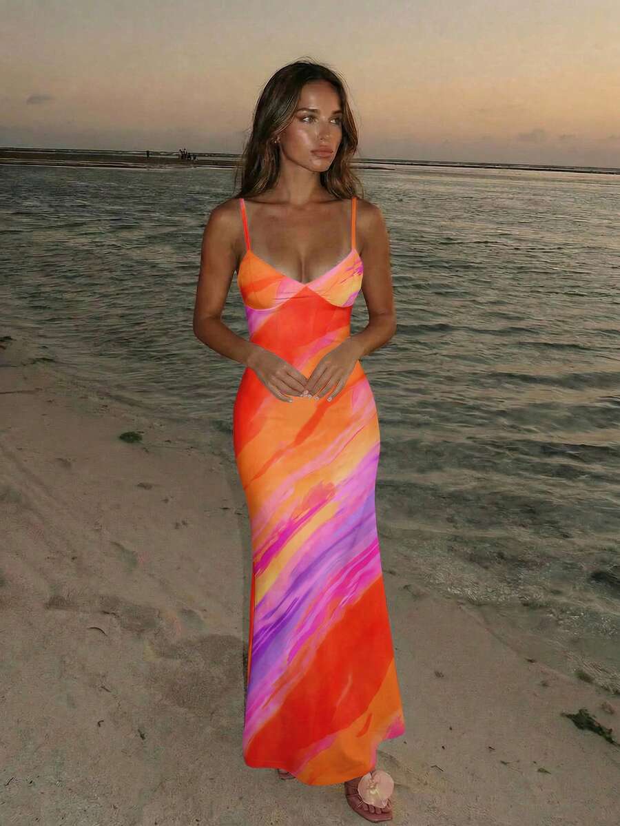 SOLARA - Floral Bodycon Maxi Dress