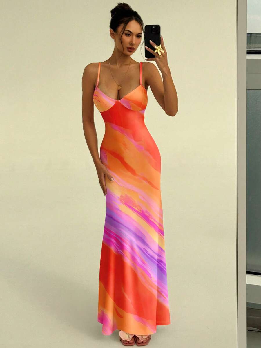 SOLARA - Floral Bodycon Maxi Dress